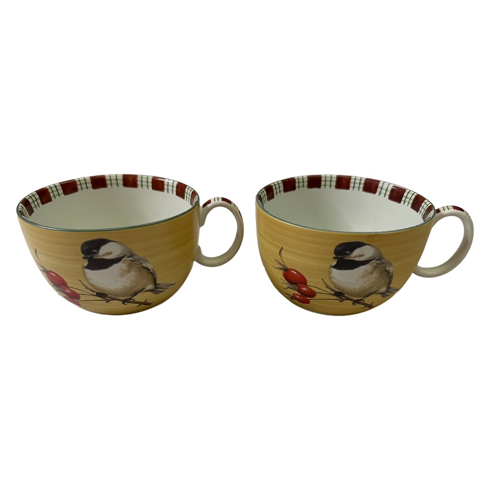 Lenox Winter Greetings Everyday Chickadee Jumbo Cafe Mugs Set of 2